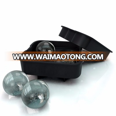 Ice Ball Maker Mold - Black Flexible Silicone Ice Tray - Molds 4 X 4.5cm Round Ice Ball Spheres